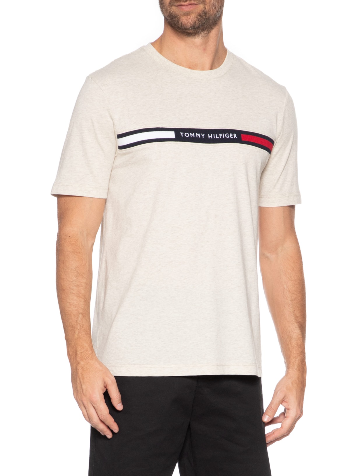 Camiseta Masculina Regular Fit Chest Insert Bege Tommy Hilfiger