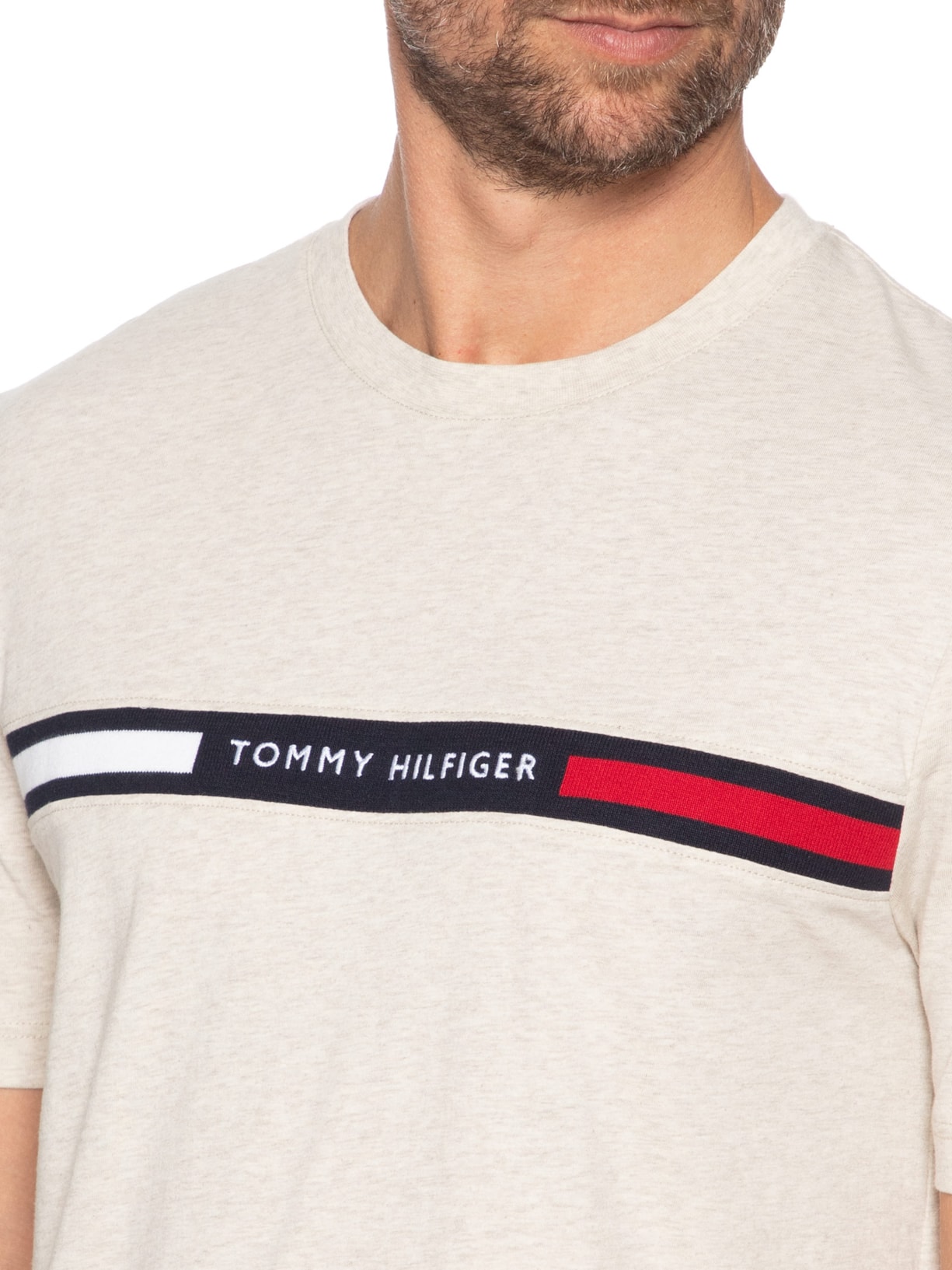 Camiseta Masculina Regular Fit Chest Insert Bege Tommy Hilfiger
