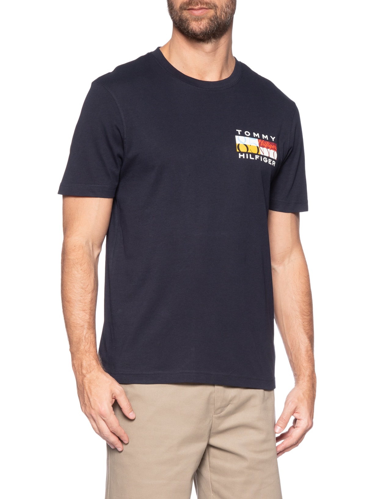 Camiseta Masculina Regular Fit Colour Flag Azul Tommy Hilfiger