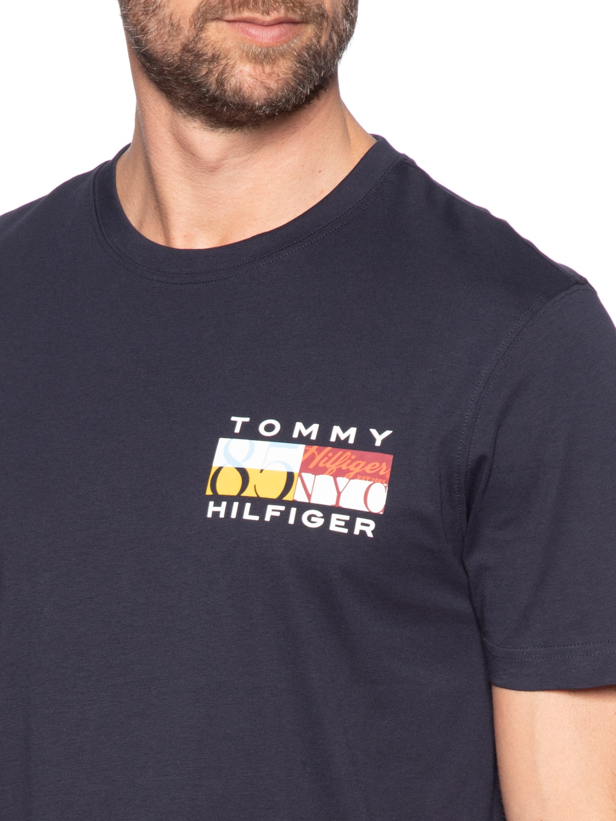 Camiseta Masculina Regular Fit Colour Flag Azul Tommy Hilfiger