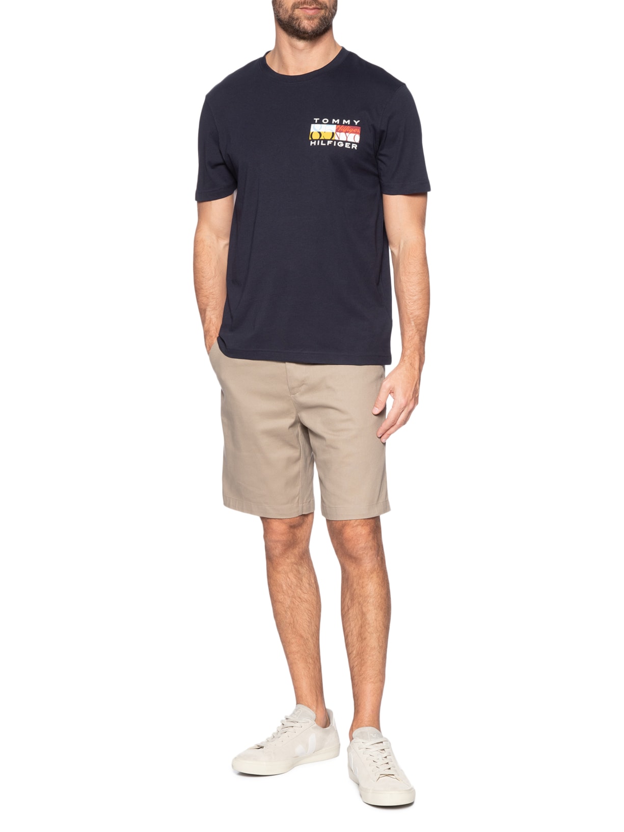 Camiseta Masculina Regular Fit Colour Flag Azul Tommy Hilfiger