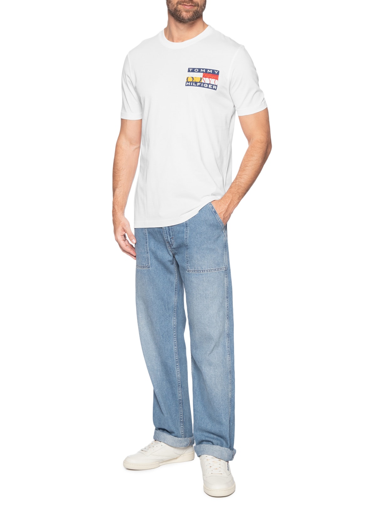 Camiseta Masculina Regular Fit Colour Flag Branco Tommy Hilfiger