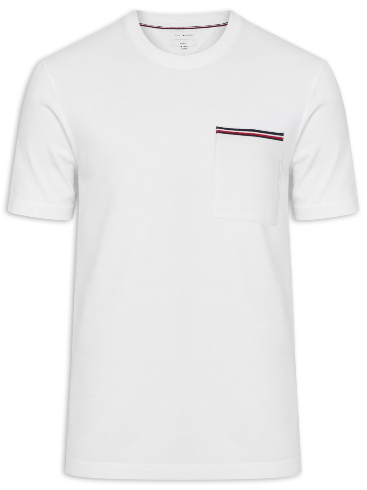 Camiseta Masculina Regular Fit Com Bolso Rwb Em Piquet Branco Tommy Hilfiger