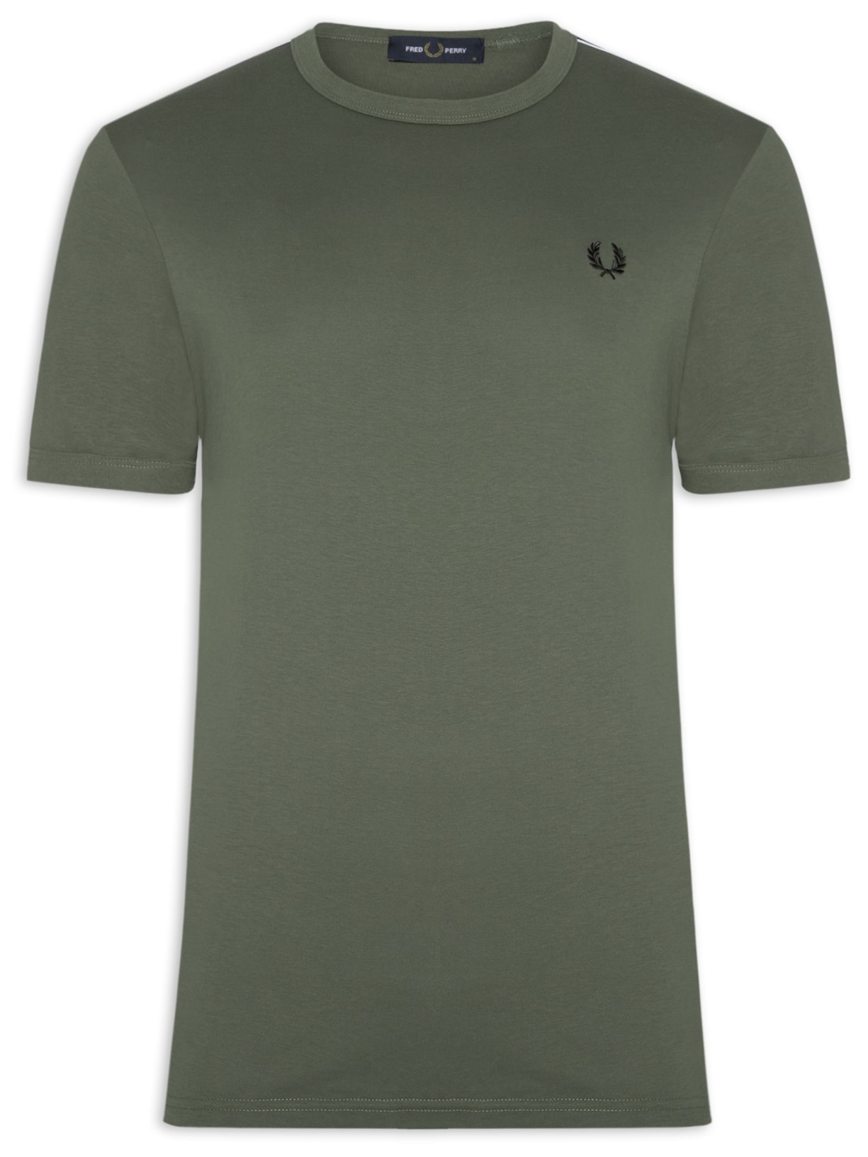 Camiseta Masculina Regular Fit Com Faixa Contrastante Verde Fred Perry