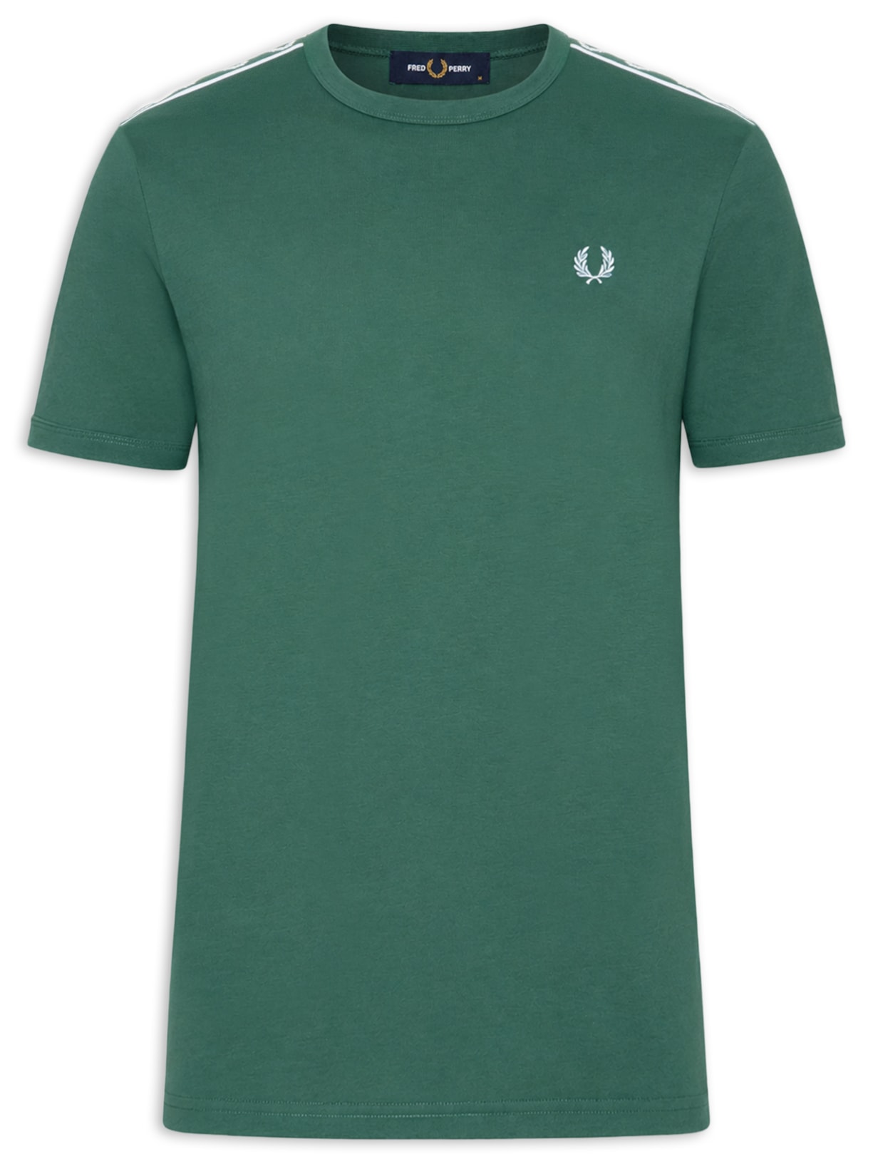 Camiseta Masculina Regular Fit Com Faixa Contrastante Verde Fred Perry