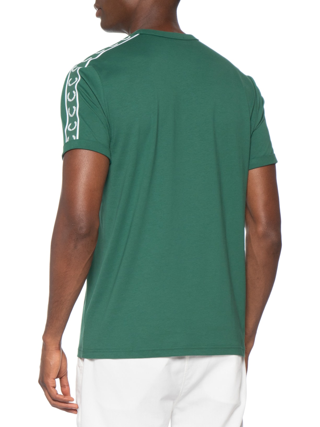 Camiseta Masculina Regular Fit Com Faixa Contrastante Verde Fred Perry