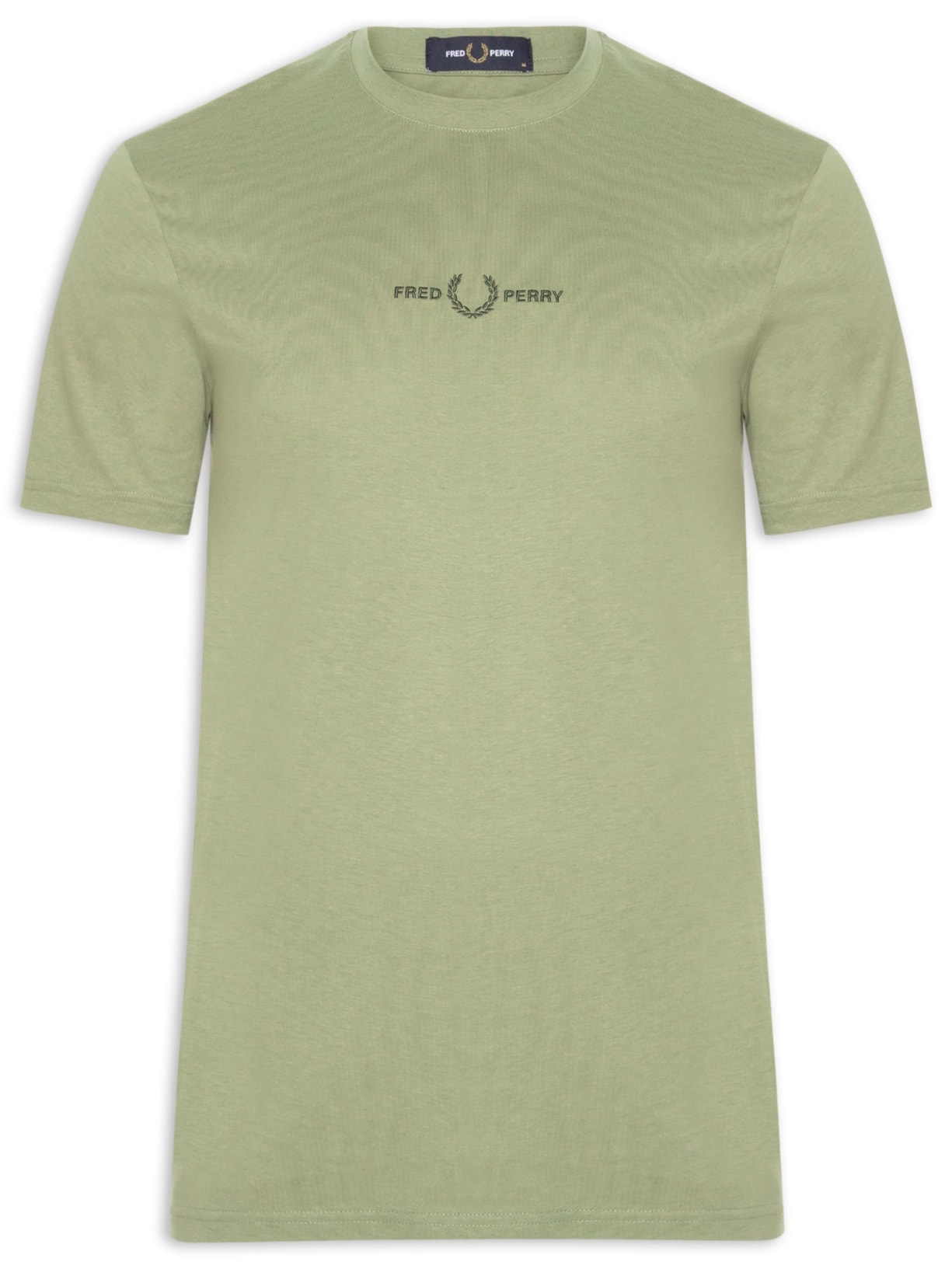Camiseta Masculina Regular Fit Com Logo Bordado Verde Fred Perry