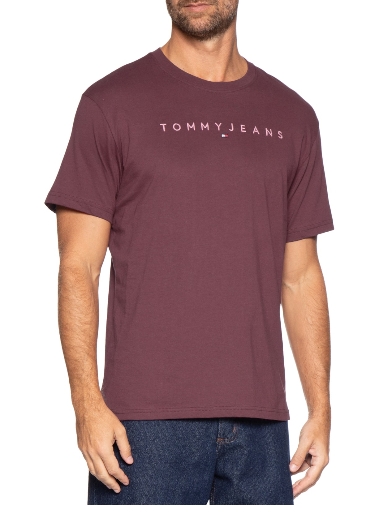 Camiseta Masculina Regular Fit com Logo Vermelho Tommy Jeans