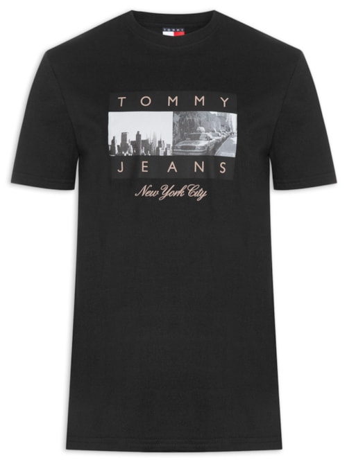 Camiseta Masculina Regular Fit com Silk – Preto