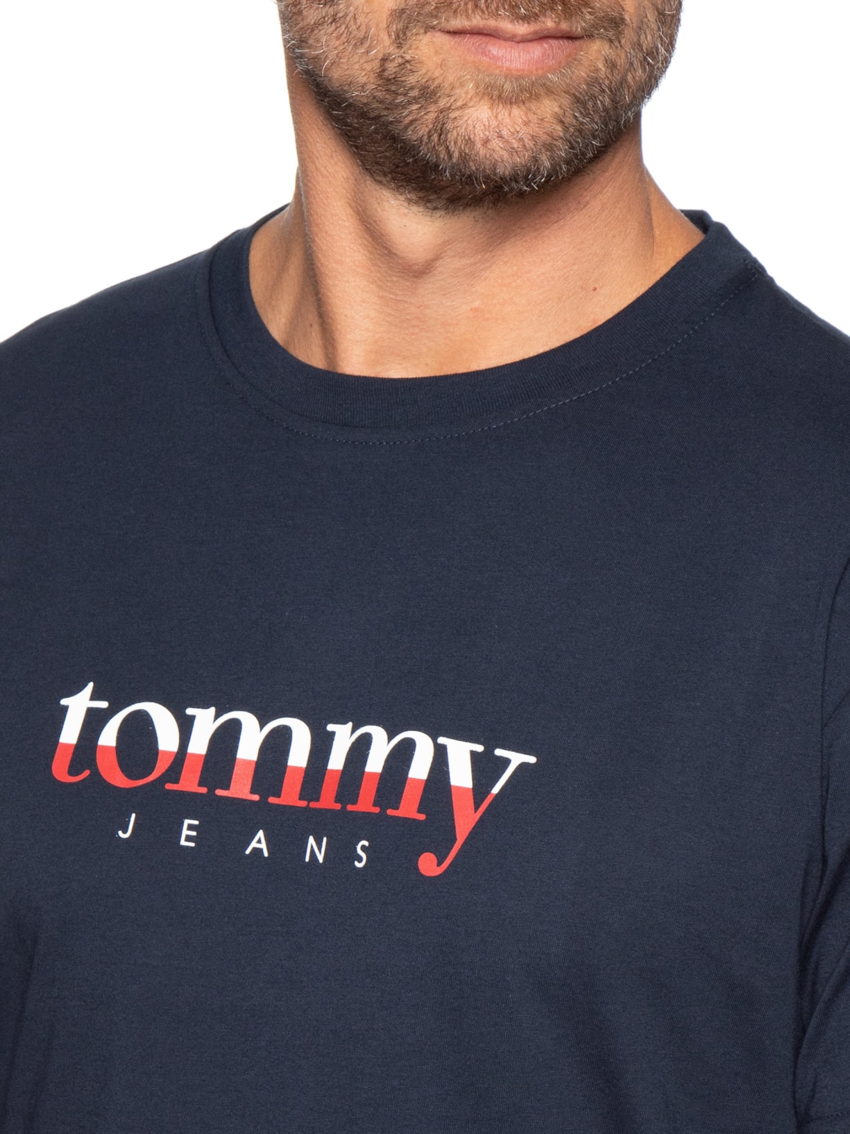 Camiseta Masculina Regular Fit Com Silk Azul Tommy Jeans