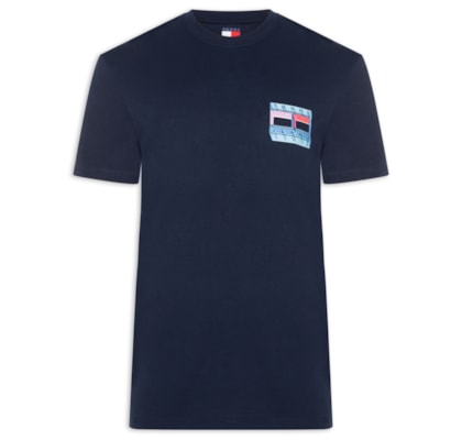 Camiseta Masculina Regular Fit Com Silk - Azul
