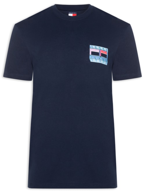 Camiseta Masculina Regular Fit Com Silk - Azul