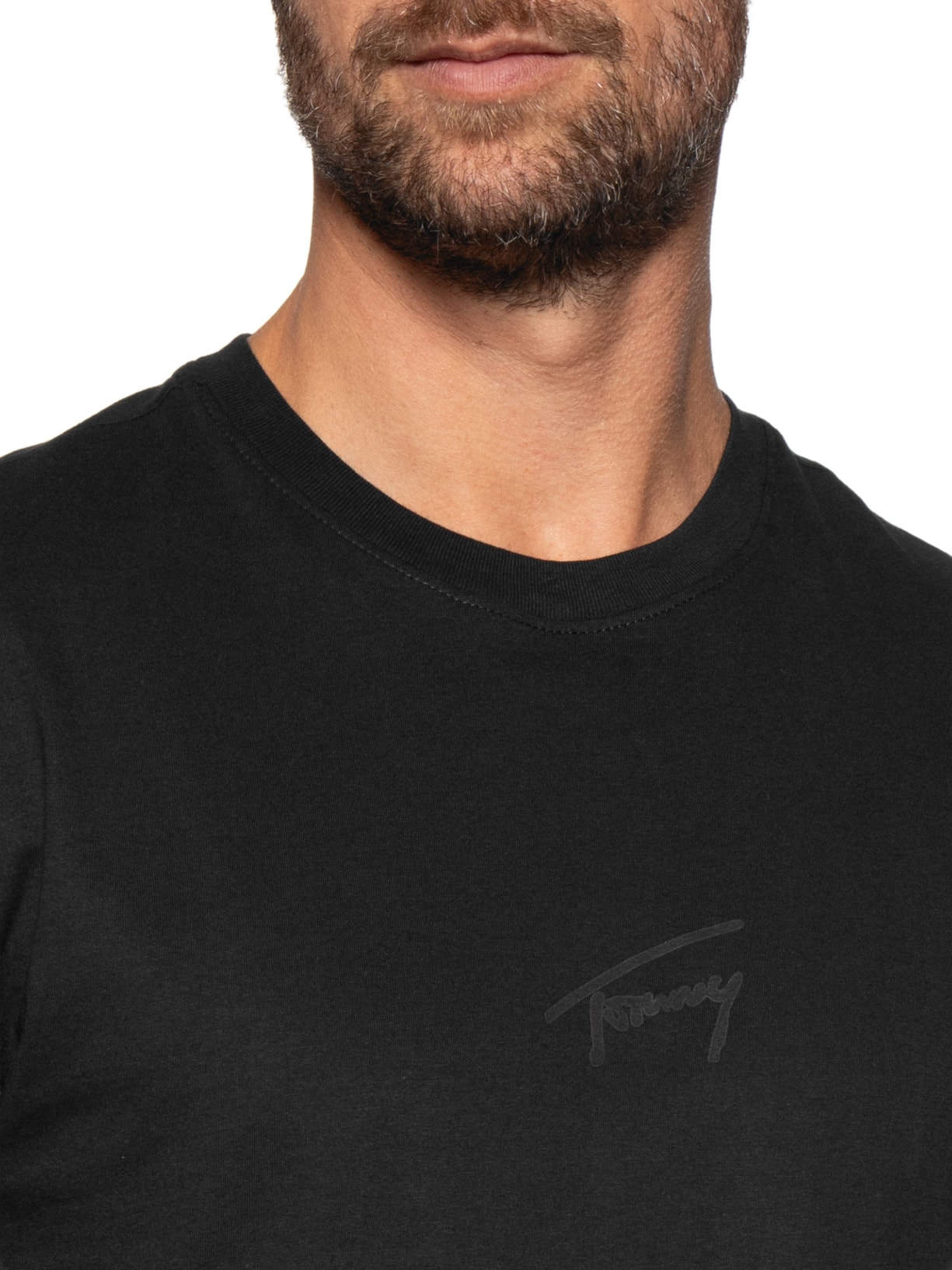 Camiseta Masculina Regular Fit com Silk Preto Tommy Jeans