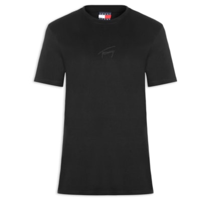 Camiseta Masculina Regular Fit com Silk - Preto