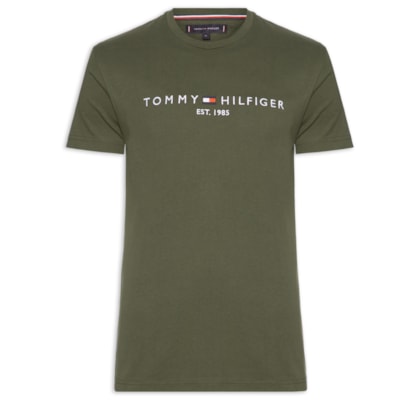 Camiseta Masculina Regular Fit Core Tommy Logo - Verde