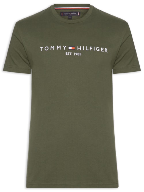 Camiseta Masculina Regular Fit Core Tommy Logo - Verde