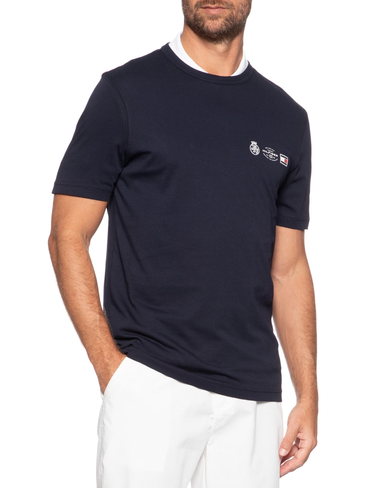 Camiseta Masculina Regular Fit Crest Out Azul Tommy Hilfiger