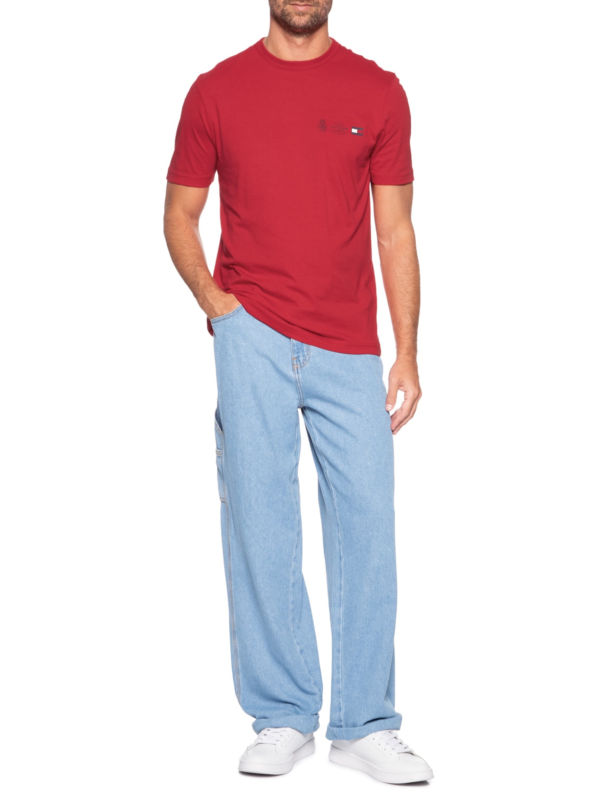 Camiseta Masculina Regular Fit Crest Out Vermelho Tommy Hilfiger