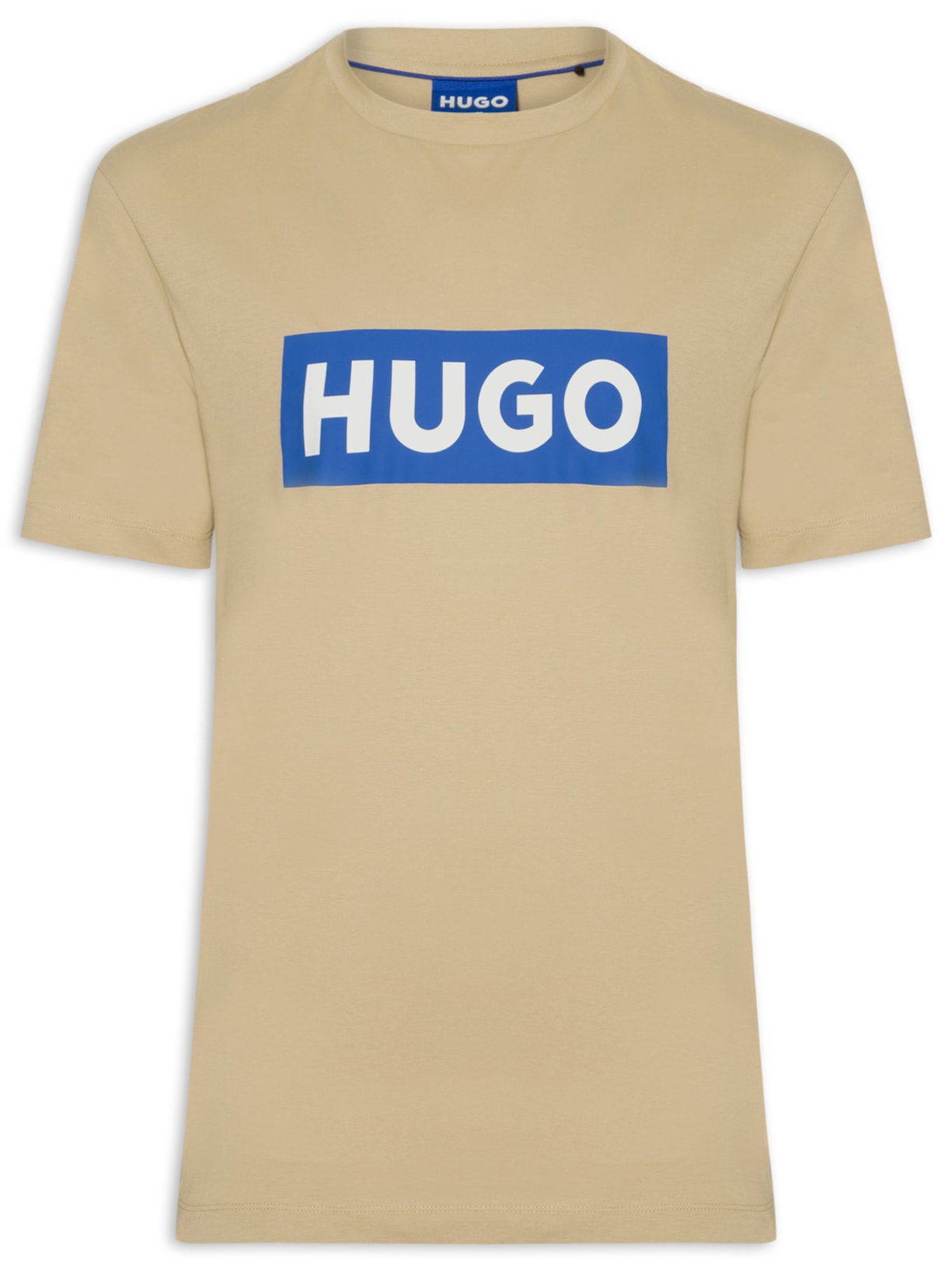 Camiseta Masculina Regular-Fit Crew Neck Blue Logo Bege Hugo