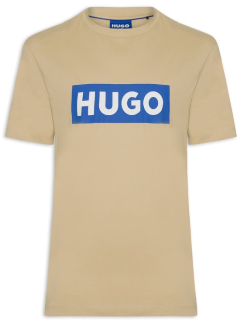 Camiseta Masculina Regular-Fit Crew Neck Blue Logo - Bege