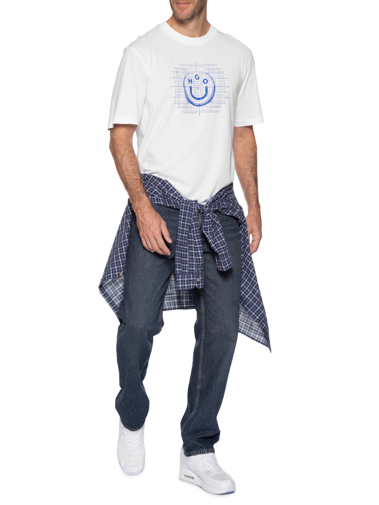 Camiseta Masculina Regular Fit Crew Neck Namerix Branco Hugo