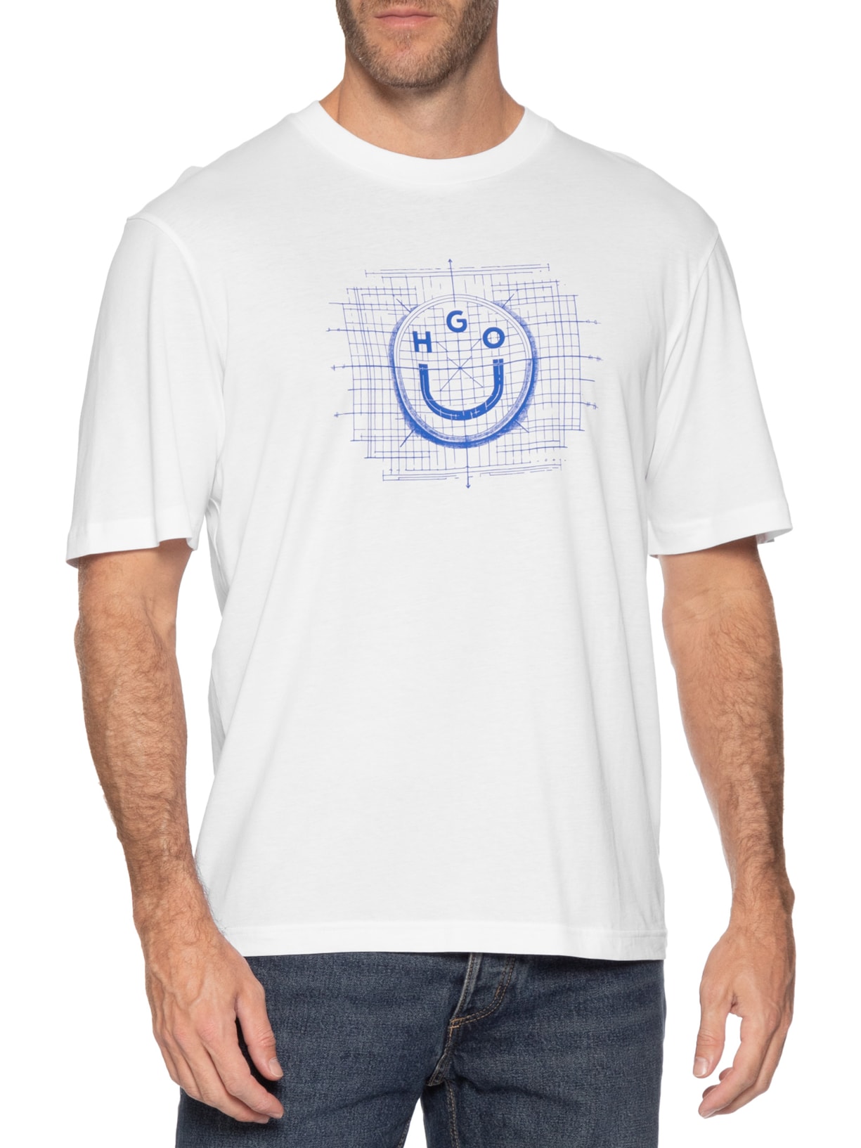 Camiseta Masculina Regular Fit Crew Neck Namerix Branco Hugo