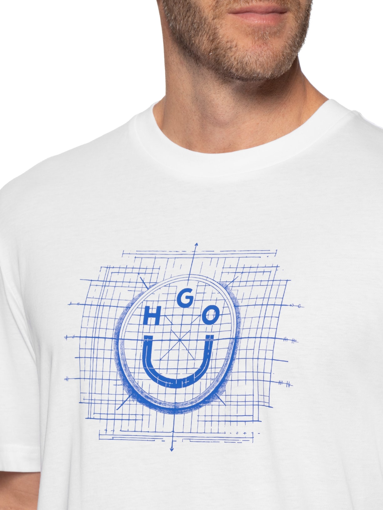 Camiseta Masculina Regular Fit Crew Neck Namerix Branco Hugo