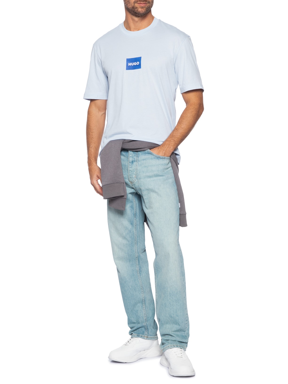 Camiseta Masculina Regular Fit Crew Neck Nayonix Azul Hugo