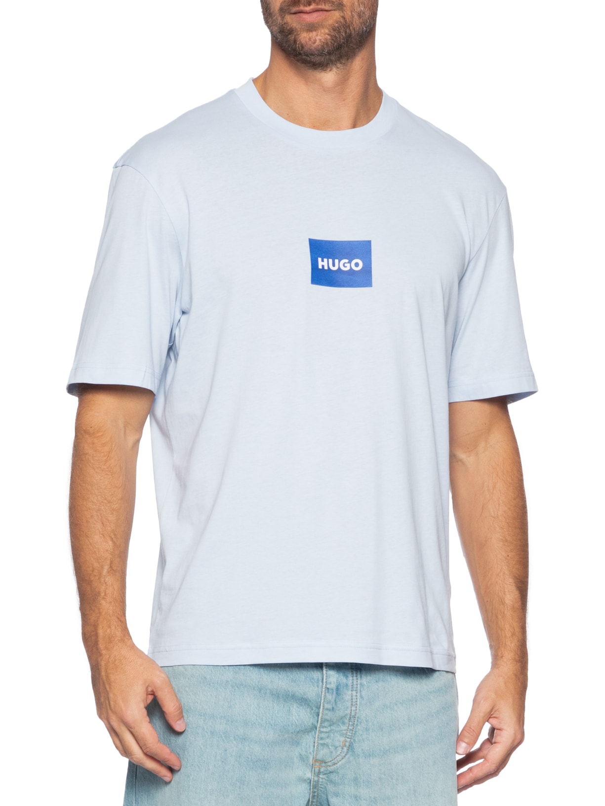 Camiseta Masculina Regular Fit Crew Neck Nayonix Azul Hugo