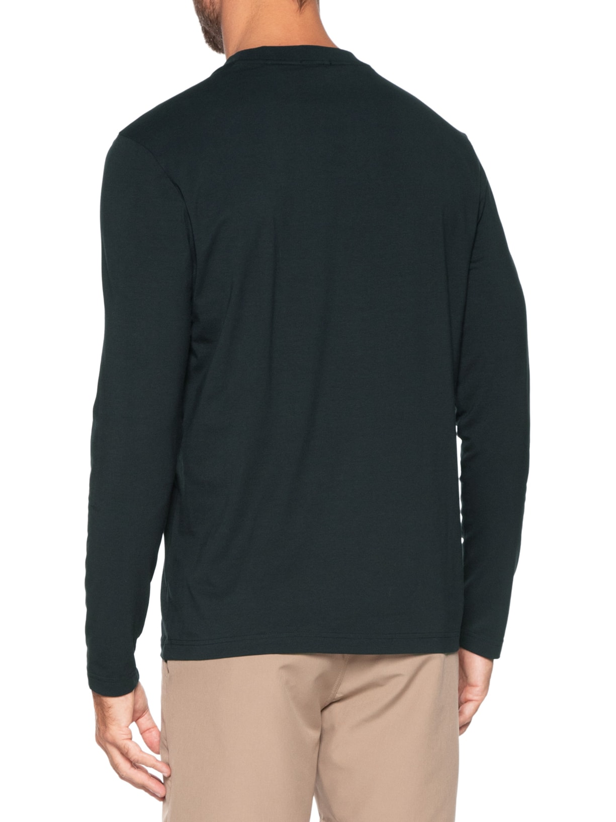 Camiseta Masculina Regular-Fit Crew Neck Tee Long Azul Boss