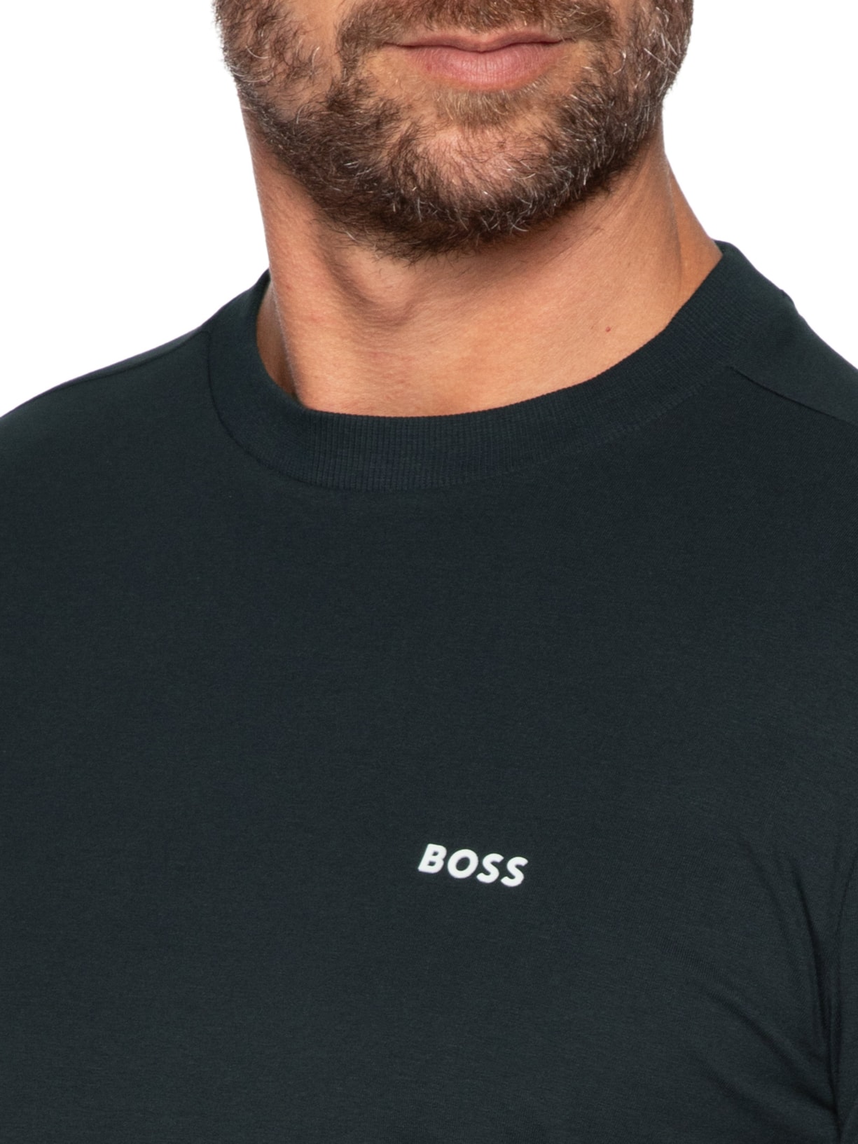 Camiseta Masculina Regular-Fit Crew Neck Tee Long Azul Boss