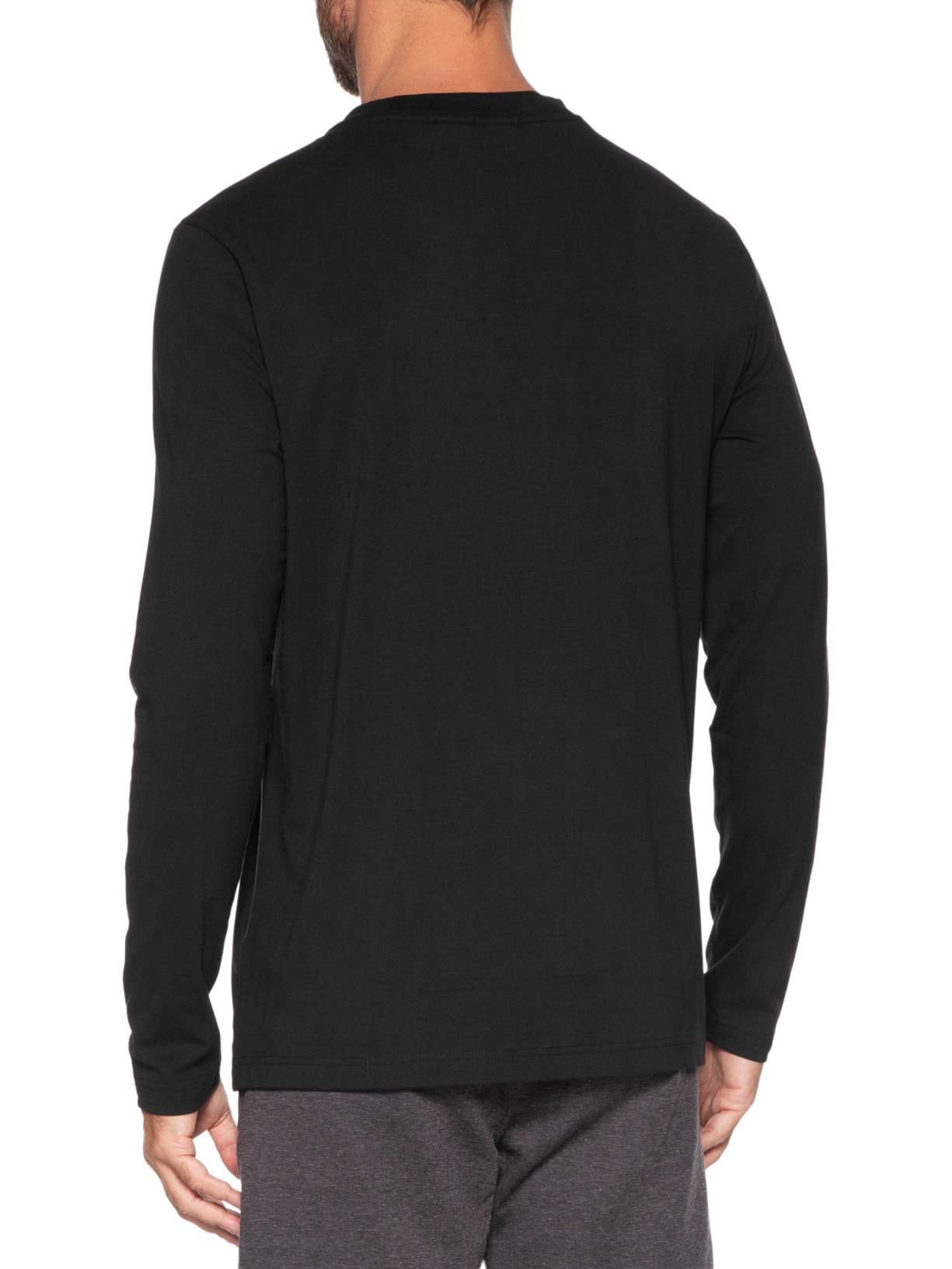 Camiseta Masculina Regular-Fit Crew Neck Tee Long Preto Boss