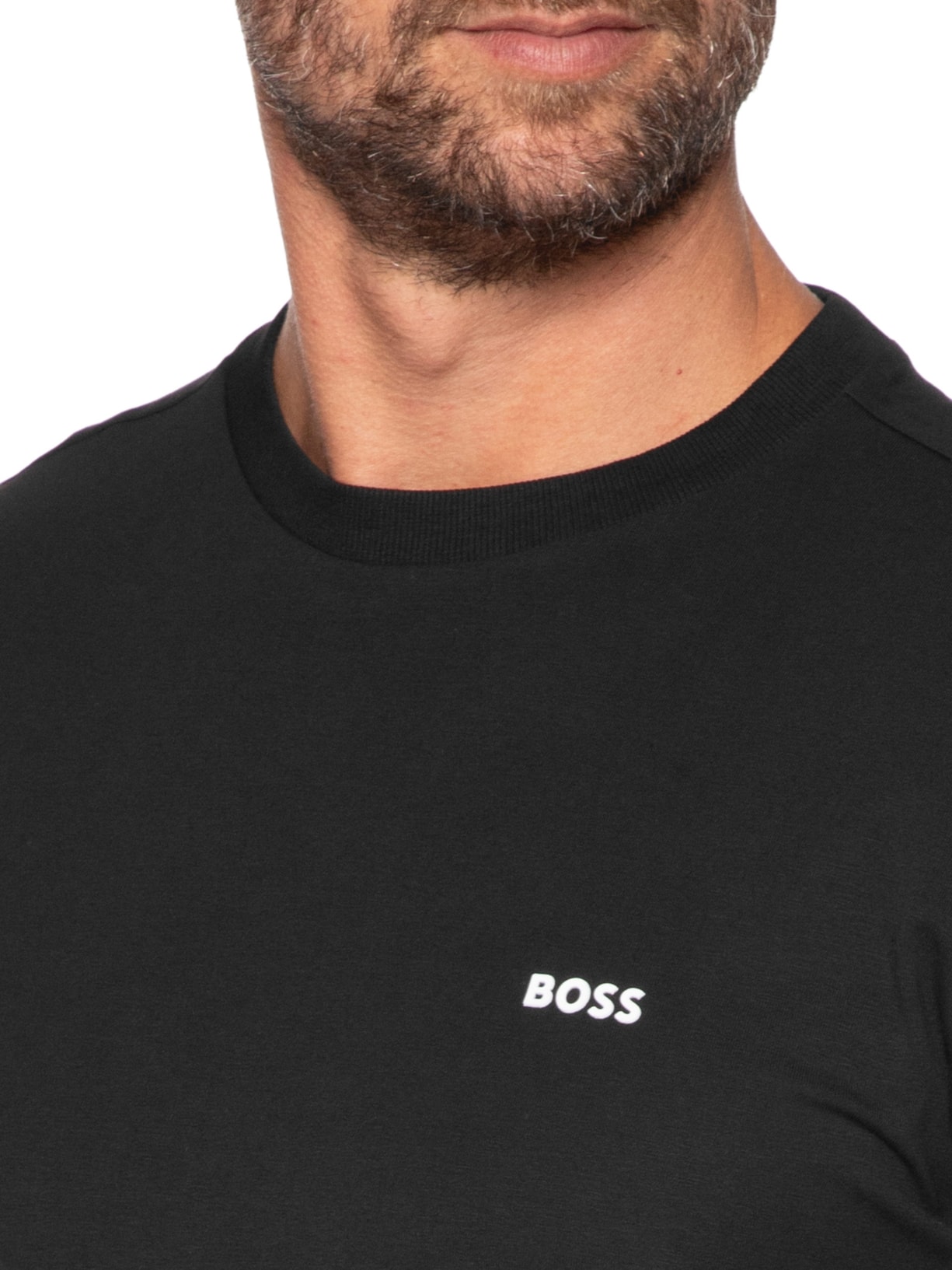 Camiseta Masculina Regular-Fit Crew Neck Tee Long Preto Boss