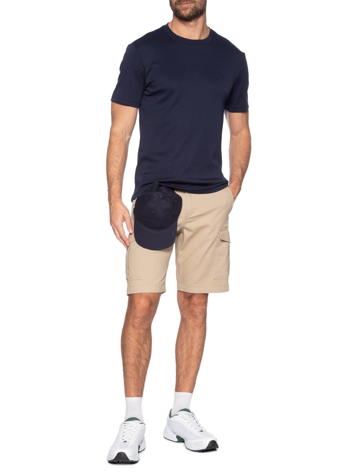 Camiseta Masculina Regular Fit Croco Monocromático Azul Lacoste