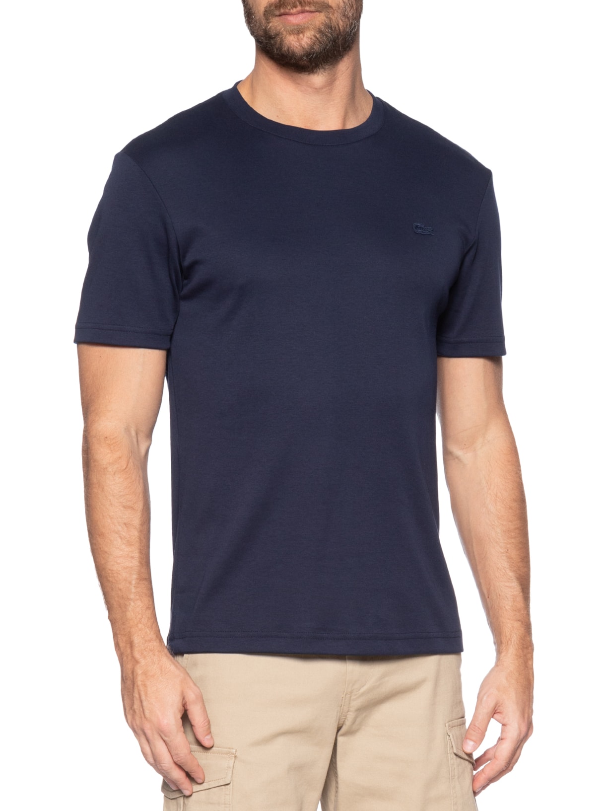 Camiseta Masculina Regular Fit Croco Monocromático Azul Lacoste