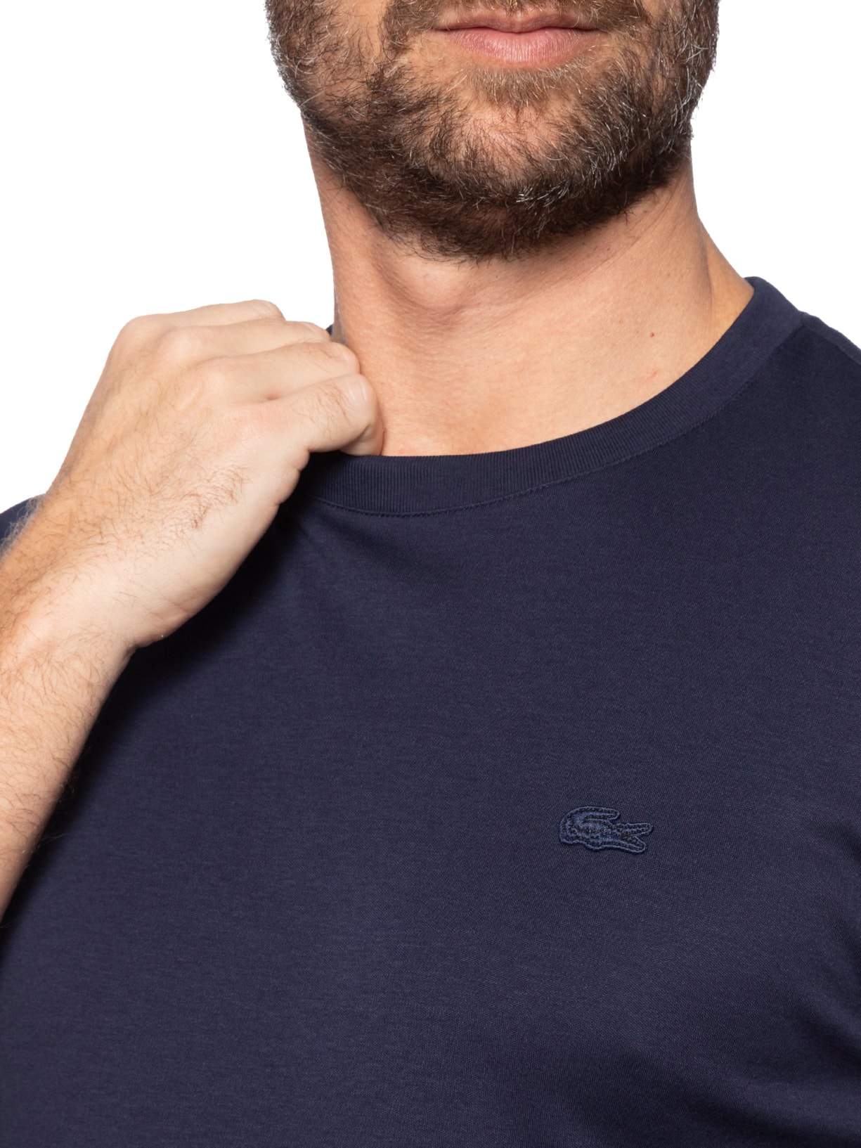 Camiseta Masculina Regular Fit Croco Monocromático Azul Lacoste