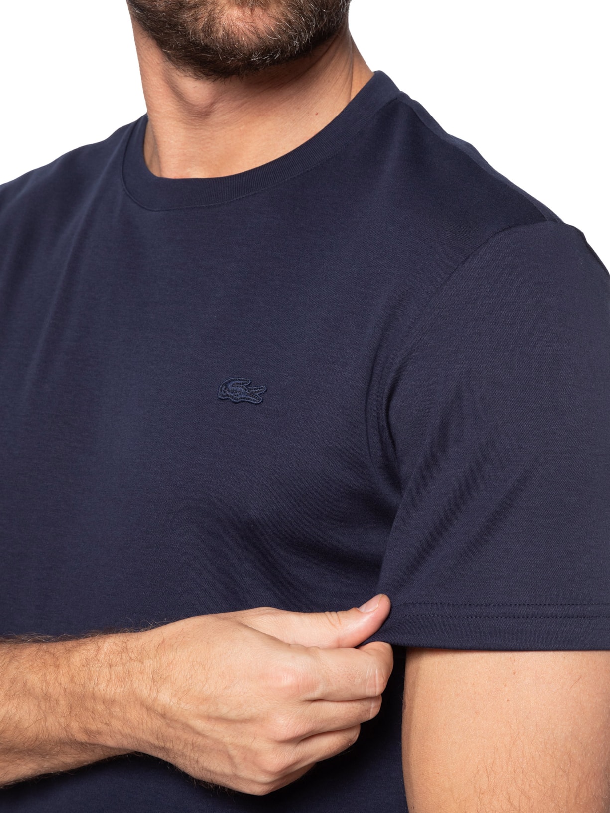 Camiseta Masculina Regular Fit Croco Monocromático Azul Lacoste