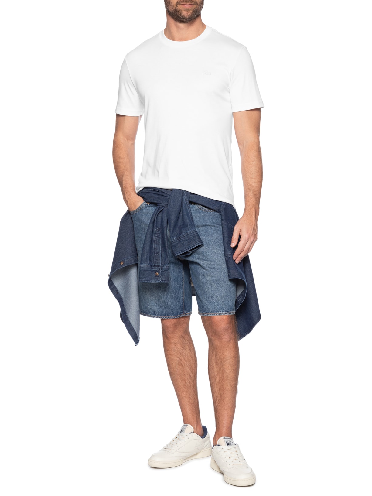 Camiseta Masculina Regular Fit Croco Monocromático Branco Lacoste