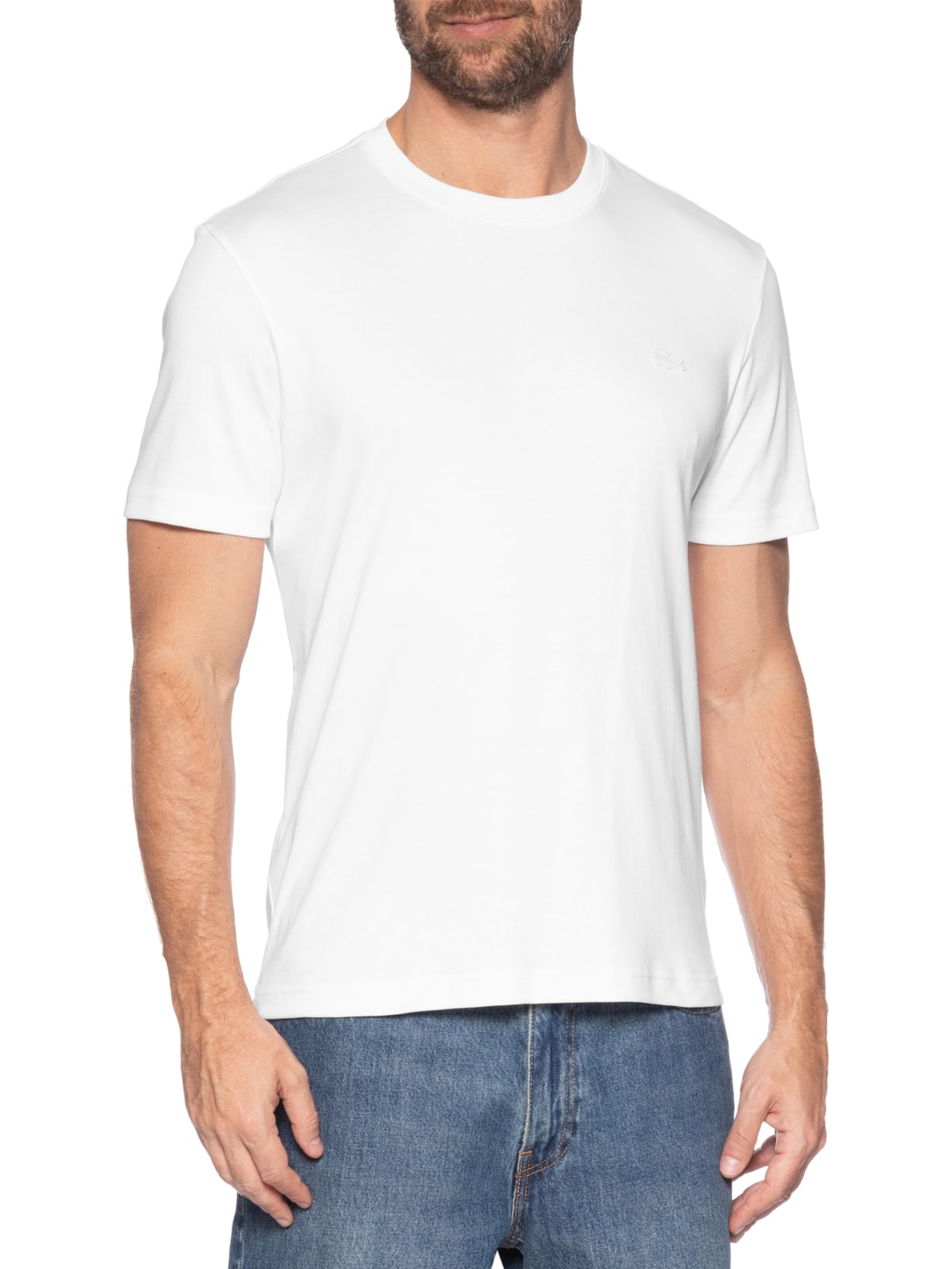 Camiseta Masculina Regular Fit Croco Monocromático Branco Lacoste