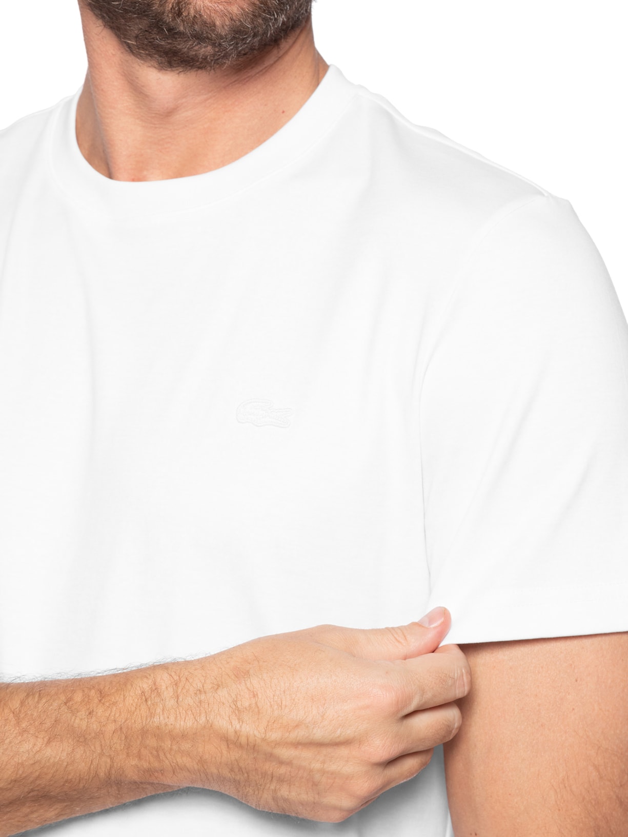 Camiseta Masculina Regular Fit Croco Monocromático Branco Lacoste