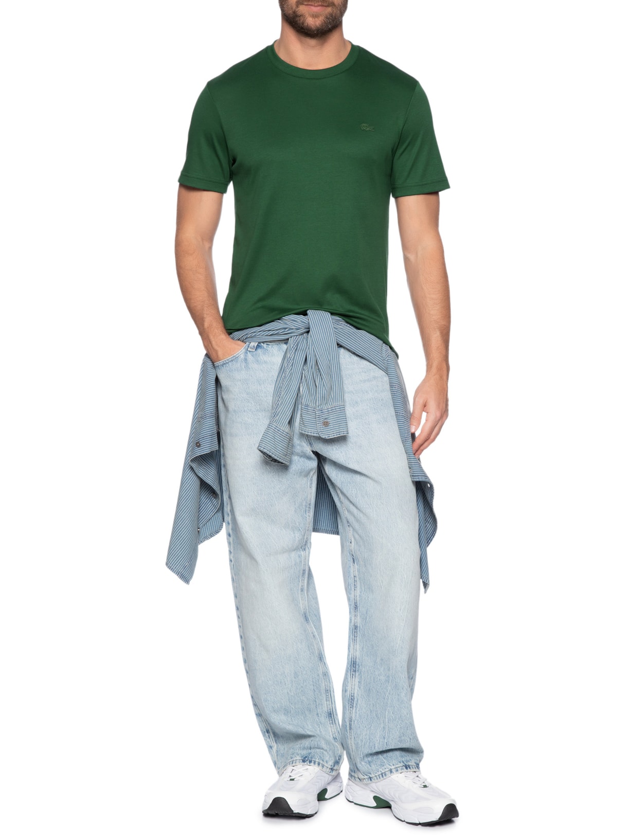 Camiseta Masculina Regular Fit Croco Monocromático Verde Lacoste