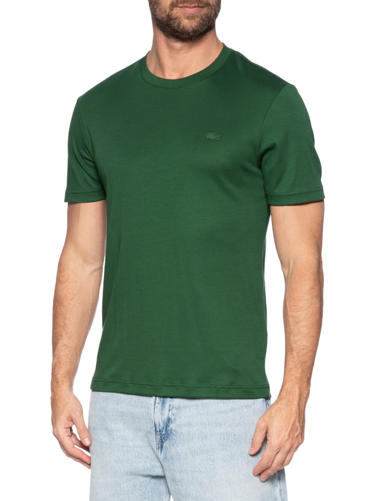 Camiseta Masculina Regular Fit Croco Monocromático Verde Lacoste