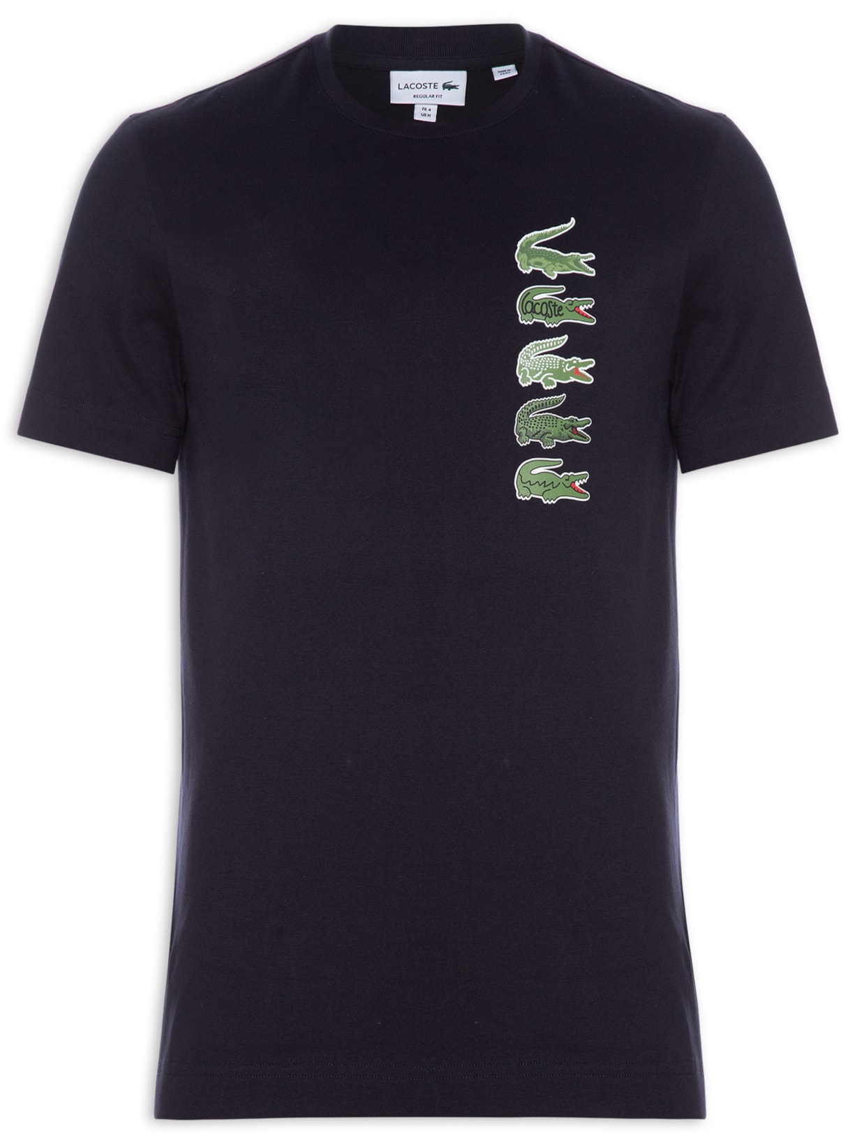 Camiseta Masculina Regular Fit Crocodilo Emblemático Em Algodão Orgânico - Azul