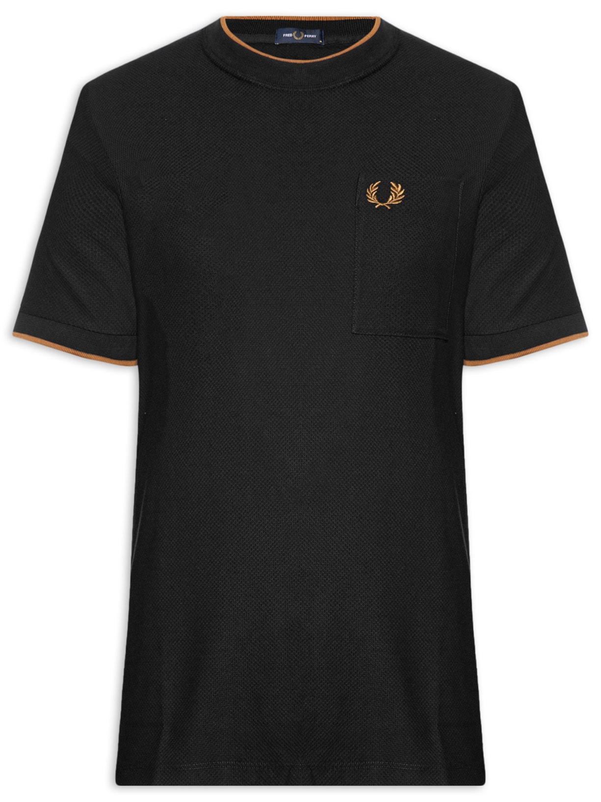 Camiseta Masculina Regular Fit Detalhe Bolso Em Piquet De Algodão - Preto