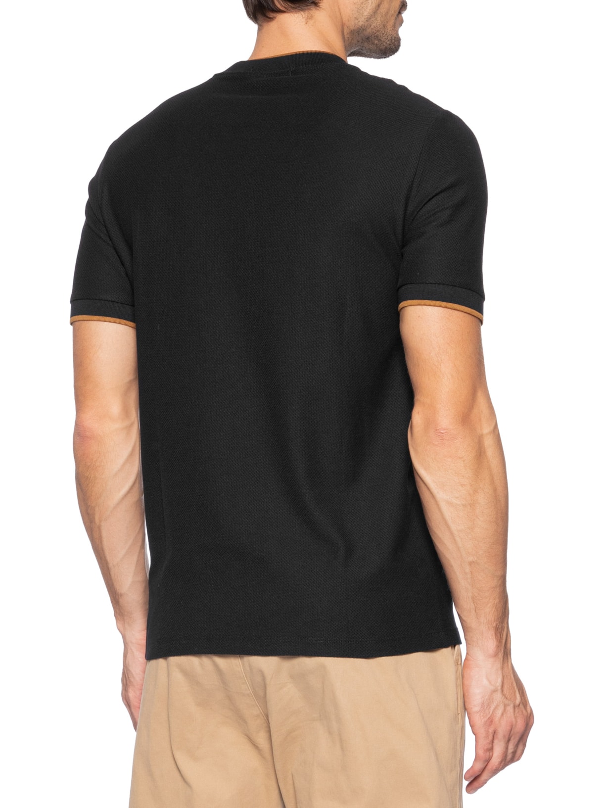 Camiseta Masculina Regular Fit Detalhe Bolso Em Piquet De Algodão Preto Fred Perry