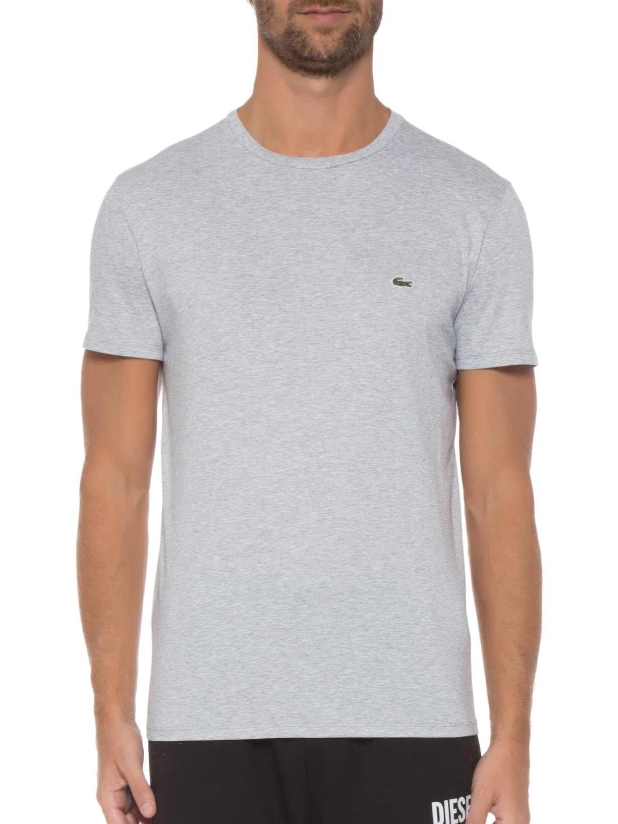 Camiseta Masculina Regular Fit Em Algodão Pima Cinza Lacoste