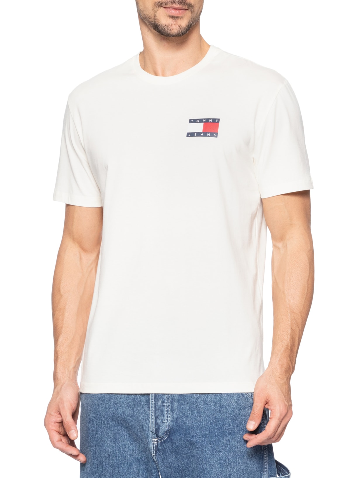 Camiseta Masculina Regular Fit Essential Flag Branco Tommy Jeans