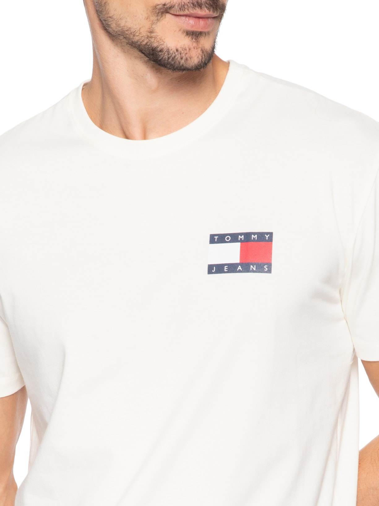 Camiseta Masculina Regular Fit Essential Flag Branco Tommy Jeans