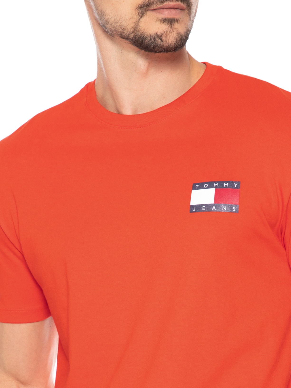 Camiseta Masculina Regular Fit Essential Flag Laranja Tommy Jeans