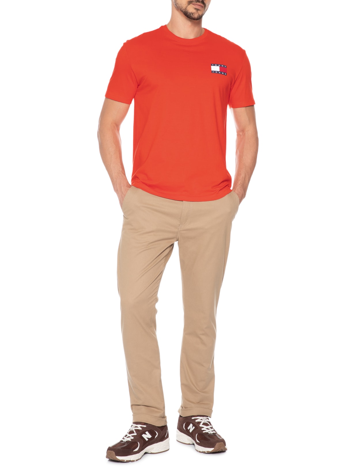 Camiseta Masculina Regular Fit Essential Flag – Laranja Tommy Jeans
